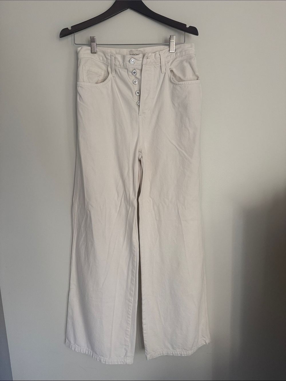 Favorite Daughter High-Rise Wide Leg Jeans in Cream